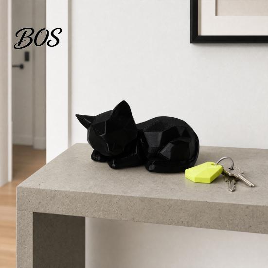 Small Cat Desk Decorations 3D Printed Sleeping Figurines, Geometric Statue, Minimalist Cute Mini Desktop Ornaments Art Crafts Decoration for
