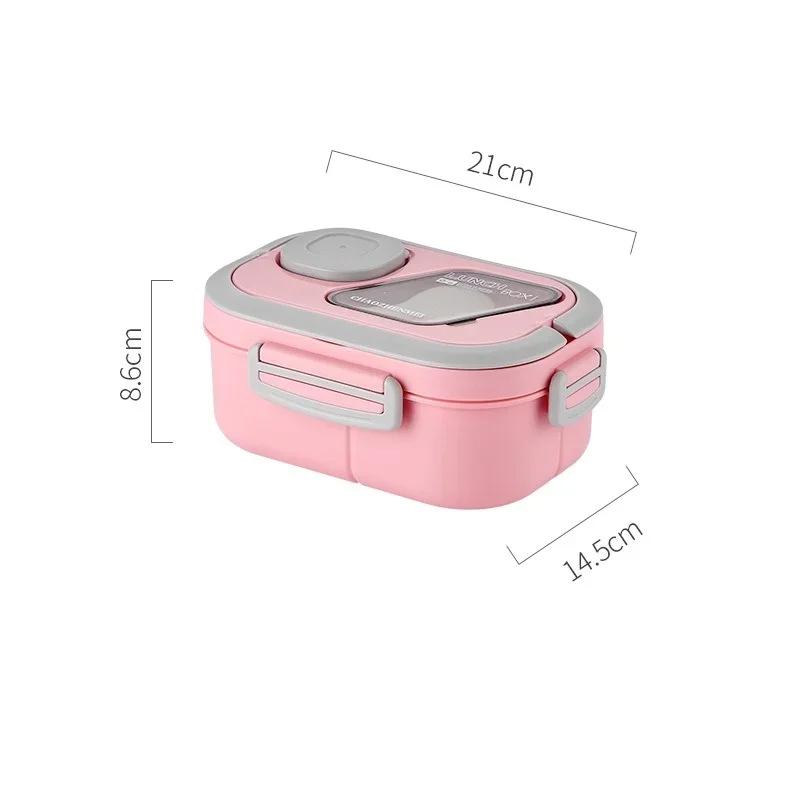 1200ML Portable Lunch Box Reusable Double Layer Compartment Bento Box Carrying Handle Outdoor Camping Meal Snack Food Containers