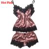 New Women's Sleepwear Sexy Lace Satin Pajama Sets Nightwear Sleeveless Tops+Shorts 2 Pcs Sets Pyjama Sets For Women Pijama