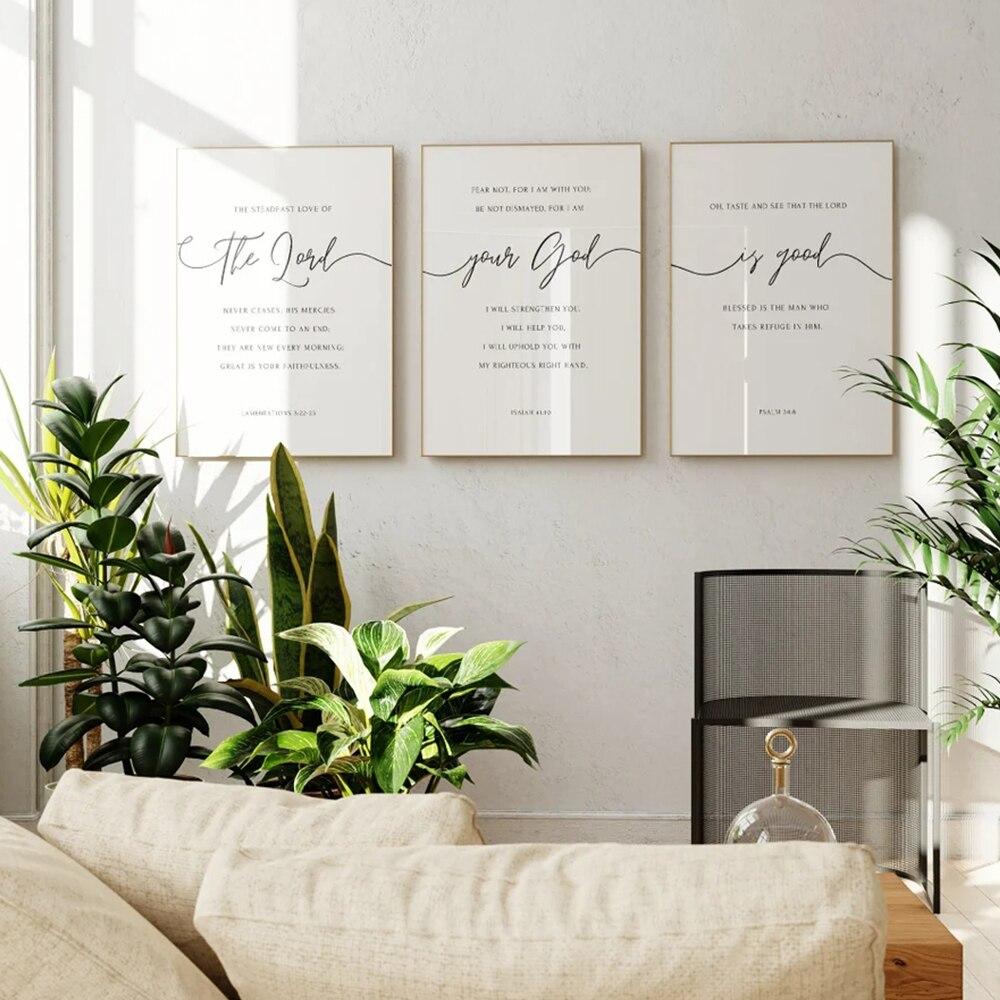 Библейский стих «Господь, Бог ваш добр», минимальный христианский Писание, настенное искусство, холст, живопись, постеры для гостиной, домашний декор