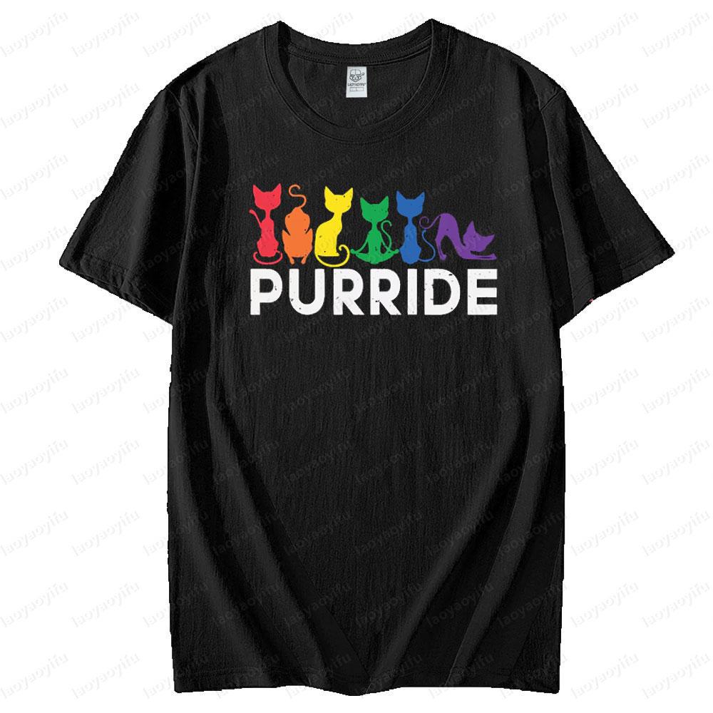 Rainbow Cat LGBT Symbol Tee Tops Gay Pride Month Tshirt Unisex Printed Tshirt Men Women Universal Casual Summer Short Sleeve