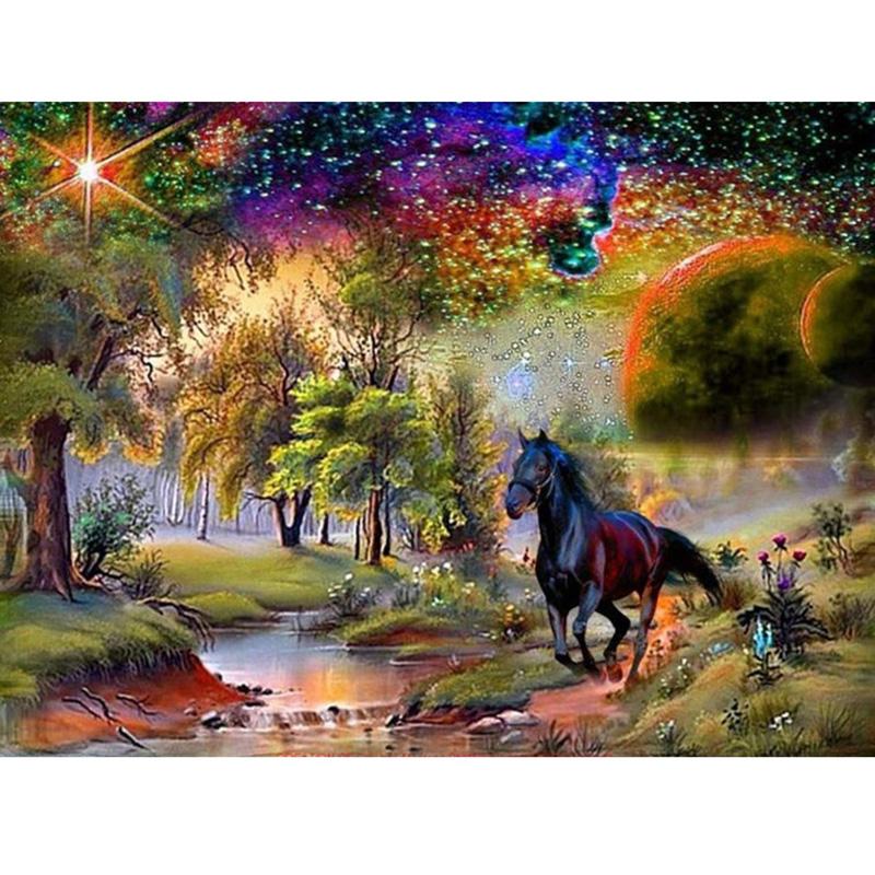 DIY живописная 5D алмазная живопись полная круглая дрель смола пейзаж Алмазная вышивка крестиком мозаика домашний декор настенное искусство