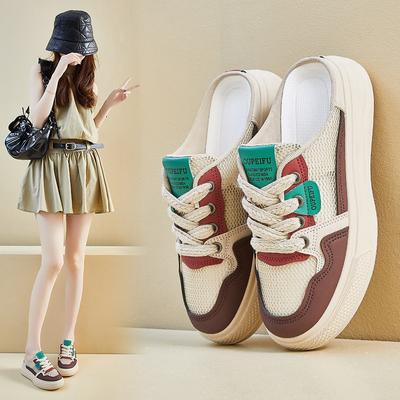 Летние полуподдерживающие белые туфли нового стиля для студенток, чтобы увеличить рост и дышащая сетка