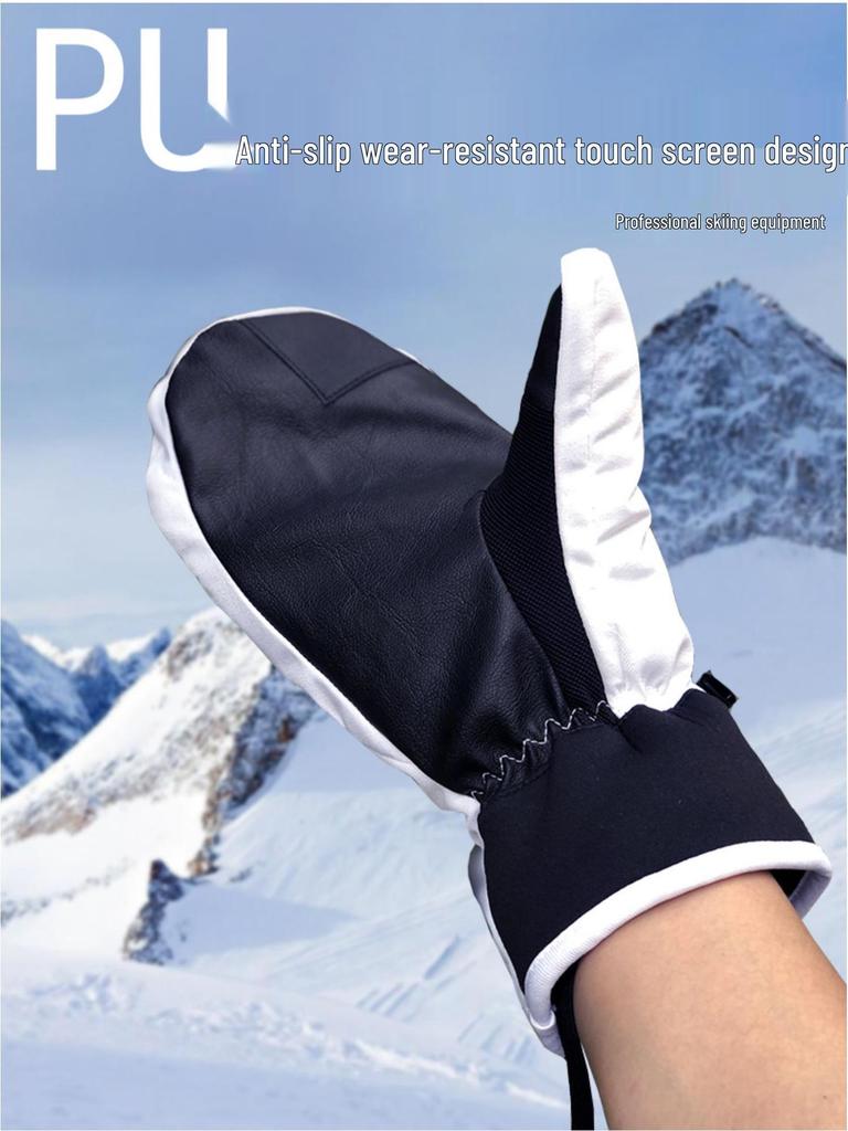 Waterproof Winter Ski Gloves: Durable, Warm, Touchscreen-Compatible, Single & Double Board Five-Finger Mittens.