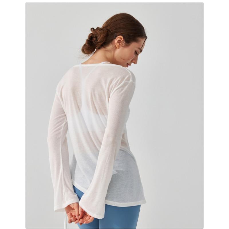 Свободный повседневный женский топ для йоги с длинными рукавами, закрывающий бедра