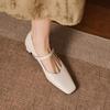 Krazing Pot Микрофибра Квадратный носок Толстый средний каблук Весенне-летняя обувь Большой размер 43 лаконичный стиль Женские туфли-лодочки для офиса