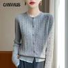 Colour Blocking Knitted Cardigan Women's Round Collar Loose Twist Sweater Jacket Knitted Top Bottom Shirt