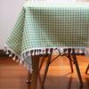 Nordic Net Red Ttablecloth Thickened Simple Plaid With Lace Hem Cotton Linen Small Fresh Pendant Tea Table Pad Meal Cloth