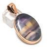 Fluorite Gemstone Copper Jewelry Pendant 2.05"