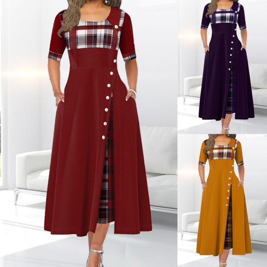 Леди Нижние юбки больших размеров в стиле пэчворк летнее платье в клетку с принтом из полиэстера женское красивое женское платье для путешествий