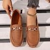 Large Size Single Shoes Women's Autumn New Metal Chain Flat Bottom Thick Bottom Casual