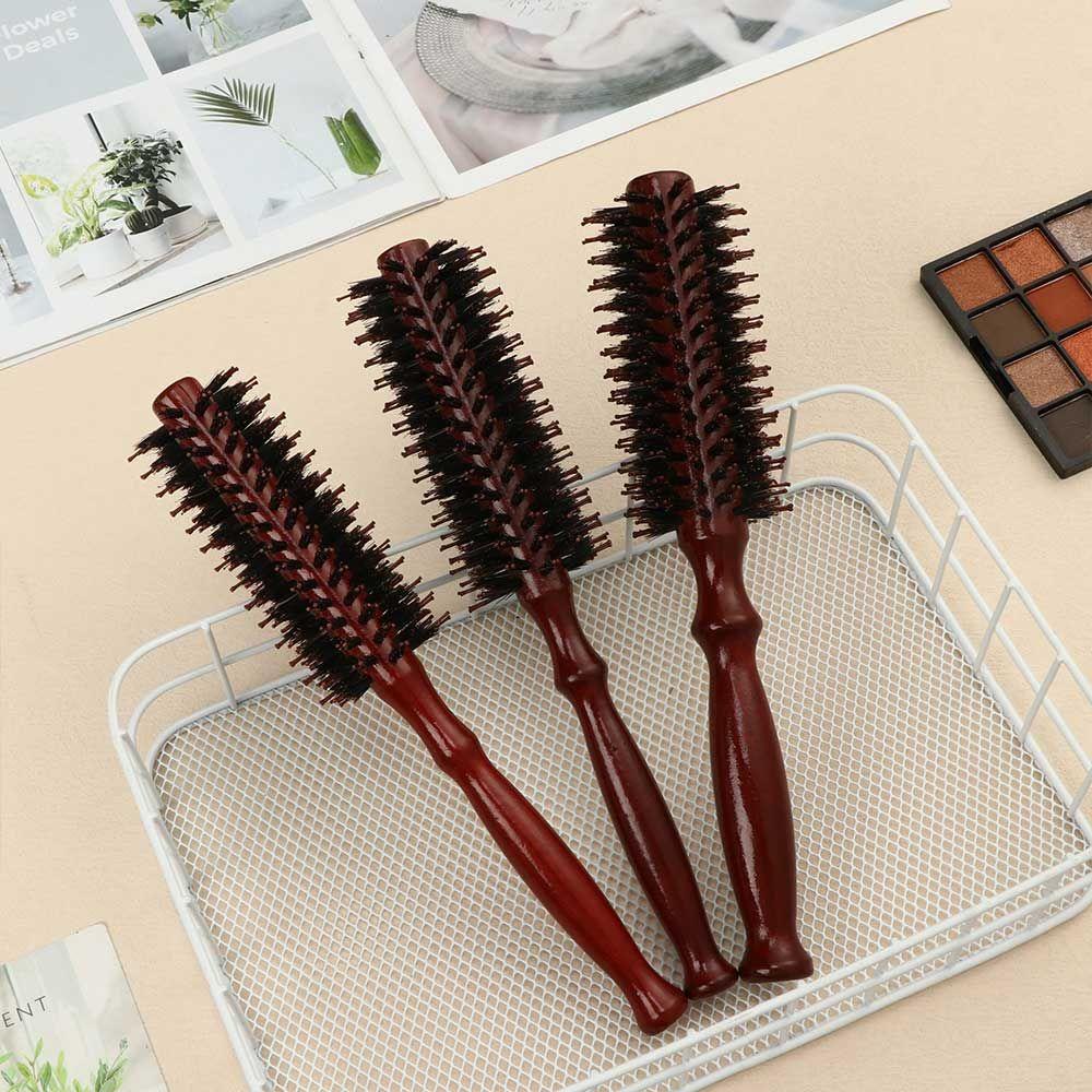 Beauty Handle Wooden Boar Bristle Round Brush Round Hair Brush Hairbrush Styling Brush