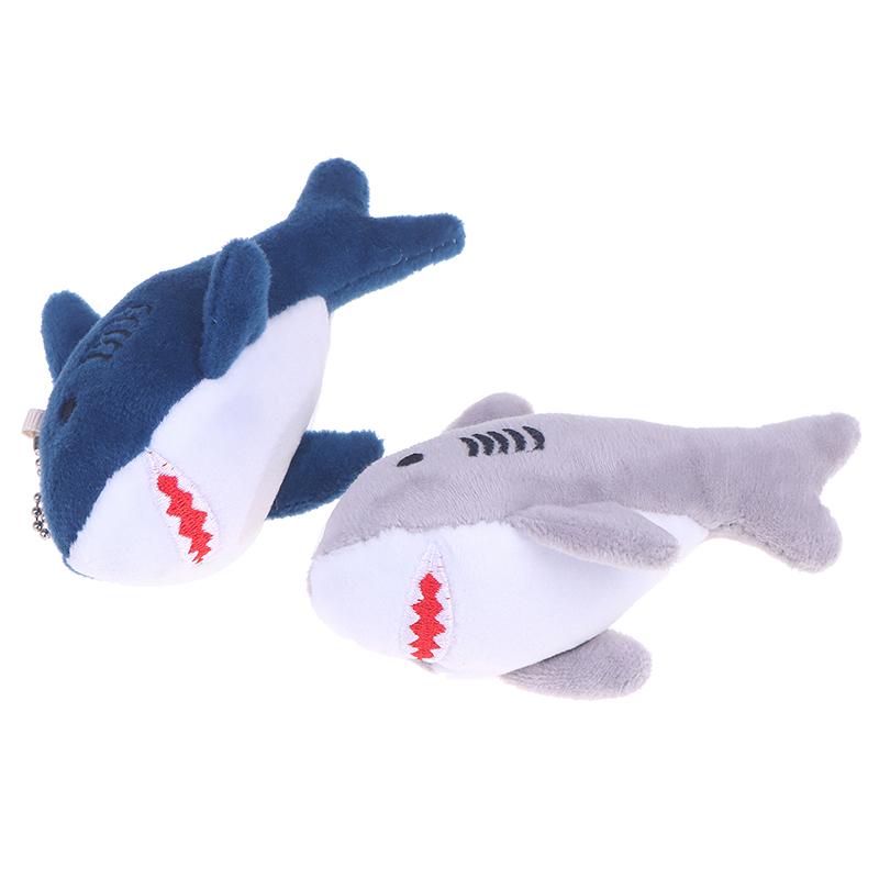 Cute Cartoon Stuffed Plush Shark Pendant Key Chain Ring Doll Toys For Kids Gifts