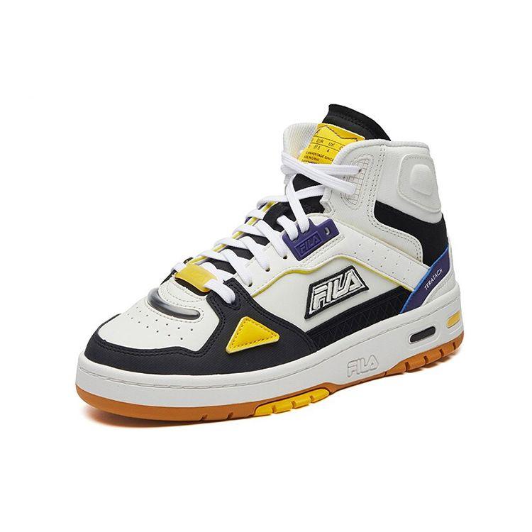 Fila Fusion Teratach Ткань Искусственная кожа Удобные Универсальные Средневысокие Ретро Баскетбольные кроссовки Женская кроссовка Белый Черный T12W111204FBB