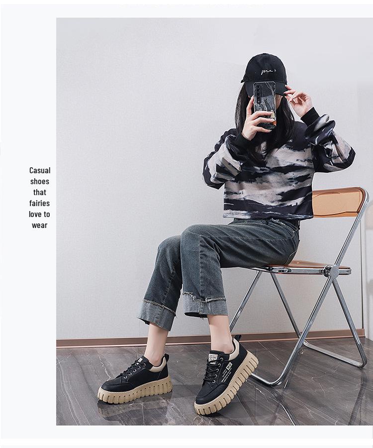 2024 Осенние Белые Женские Кроссовки в Корейском Стиле на Толстой Подошве, Модель XQ229