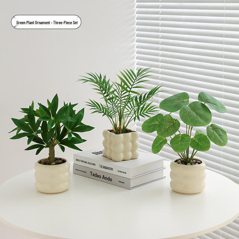 Nordic Small Potted Plant Decor - Indoor Bonsai & Bionic Greenery for Office or Living Room.