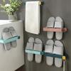 Bathroom Slipper Shelf Punch-free Wall Mounted One Piece Shoe Rack Space Saving Shelf Bathroom Towel Rack Hanging Storage Shelf