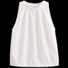 Fashion Style 2024 Summer Romantic Garden Style Minimal White Pleated Round Neck Sleeveless Shirt 05143946251