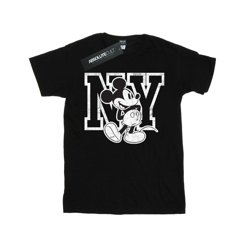 Disney Womens/Ladies Mickey Mouse NY Kicking Cotton Boyfriend T-Shirt