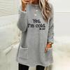New Loose Long Sleeved Letter Printed Double-sided Velvet Pocket Round Neck Sweatshirt for Autumn and Winter Women's Clothing