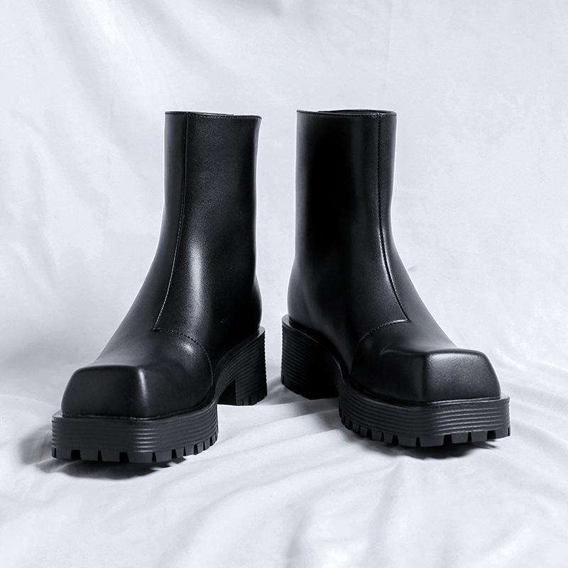 Осень 2023 г. Мужские высокие ботинки Martin с квадратным носком, толстой подошвой и молнией сзади 8118-R