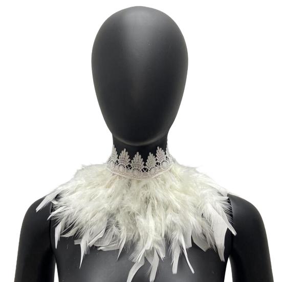Шарф из павлиньих перьев, готическая накидка ручной работы с регулируемым кружевным поясом, цветной воротник с перьями для лица, аксессуары для танцевальной вечеринки