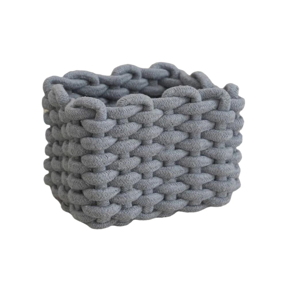 Практичная плетеная корзина в скандинавском стиле, плетеная вручную прямоугольная корзина из хлопковой веревки, многофункциональная корзина для хранения, настольное хранение