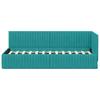 L shaped bed frame with headboard turquoise 80 cm x 200 cm velvet