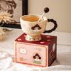 Керамическая кружка Shangqi Doukou "Зеленая девушка" с ложкой и подарочной коробкой