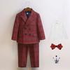 Boys Suit Set Fashion Plaid British Style School Kids Host Performance Costume Flower Children Wedding Outfit Toddler Birthday Formal Wear