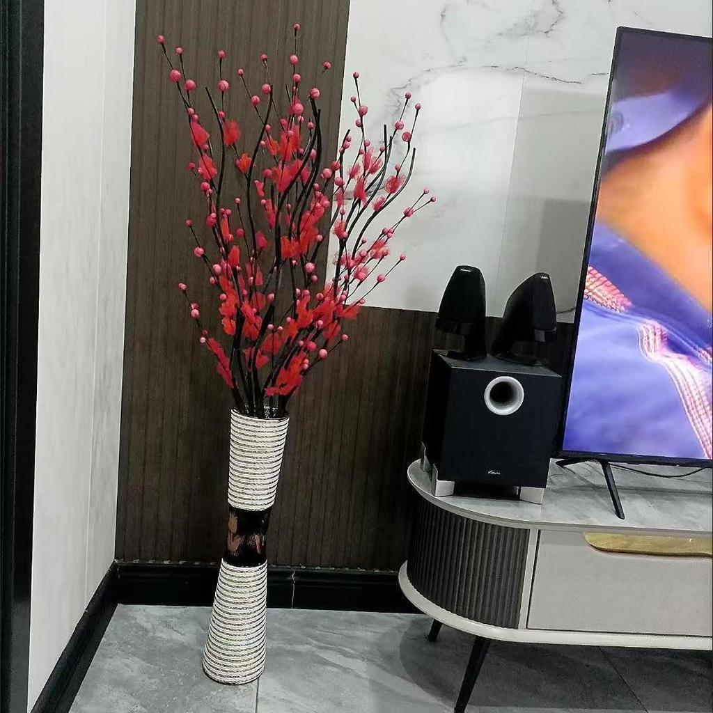 Floor Standing Artificial Flower Arrangement with Preserved Roses for Living Room Decoration - Dried Bouquet for New House Décor