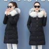Зимний теплый пуховик для женщин средней длины, утолщенный теплый воротник, хлопковая куртка, хлопковая куртка