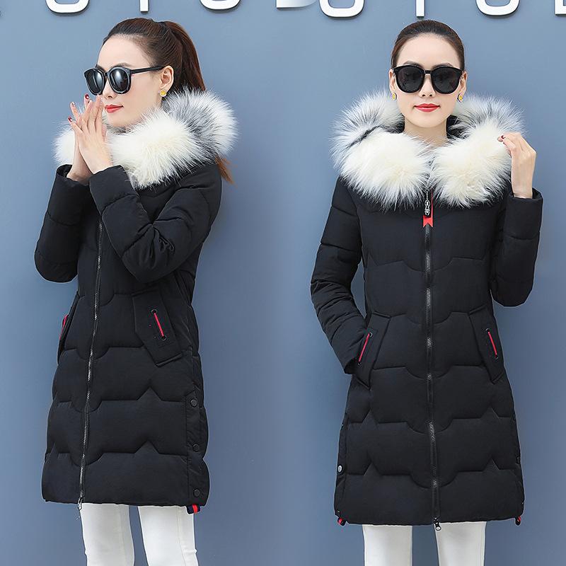 Зимний теплый пуховик для женщин средней длины, утолщенный теплый воротник, хлопковая куртка, хлопковая куртка