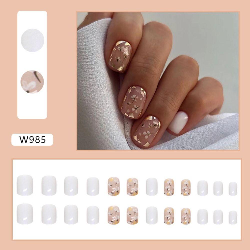 Short Round False Nails Aurora Borealis Nail Tips Fashion Fake Nails for DIY