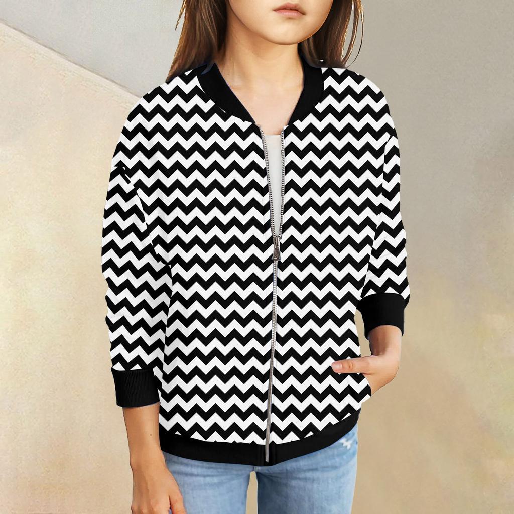 Куртки на молнии для девочек, детские осенние толстовки с длинными рукавами, верхняя одежда с карманами 5-15 лет