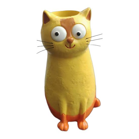 Lifelike Cat Figurine Quirky Vase, Cute Resin Flower Holder for Desk Shelf, Mini Planter Dried Flowers, Creative Home Decor Ornament,