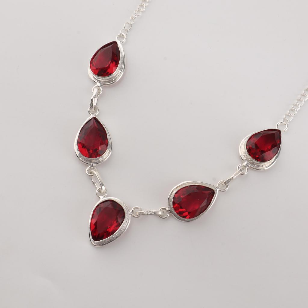 Розовый Рубеллит Драгоценный Камень Серебряное Ожерелье 925 Стерлинговое Серебро Ручной Работы Серебряные Украшения Для Женщин RN-1-9