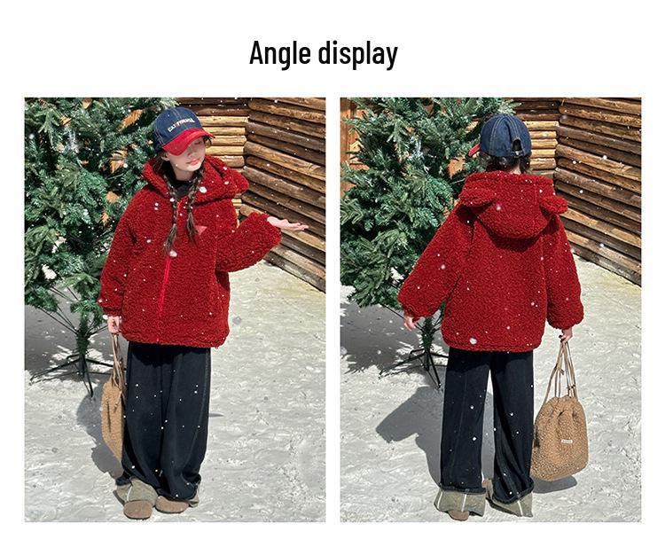 Девичья стеганая куртка из овечьей шерсти - Осень/Зима 2025, Модная и утепленная для детей среднего и старшего возраста