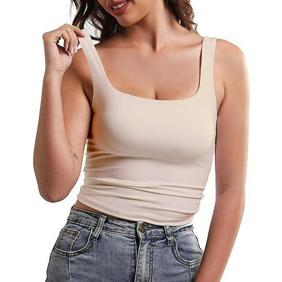 Женская летняя майка без рукавов с квадратным вырезом - Стильный дизайн