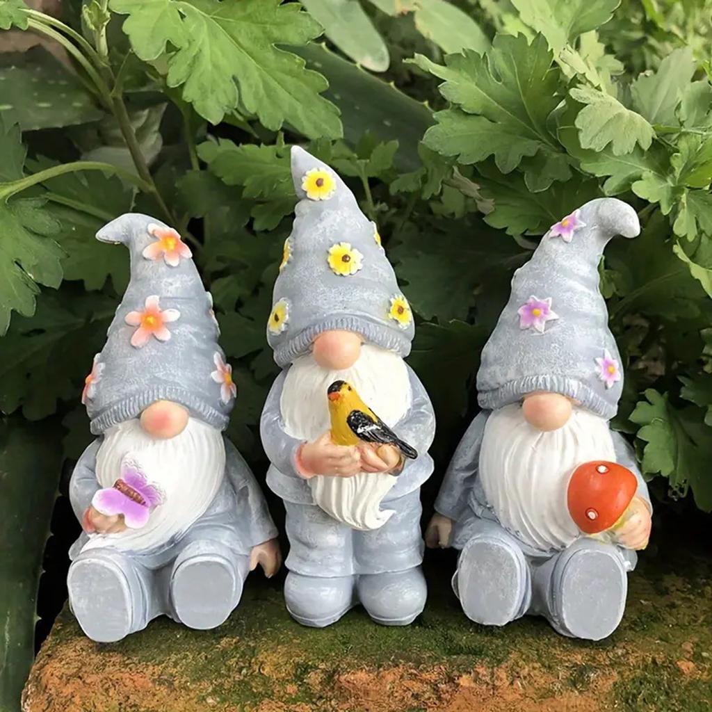 Dwarf Garden Gnome Statue American White Beard Dwarf Resin Craft Small Ornaments