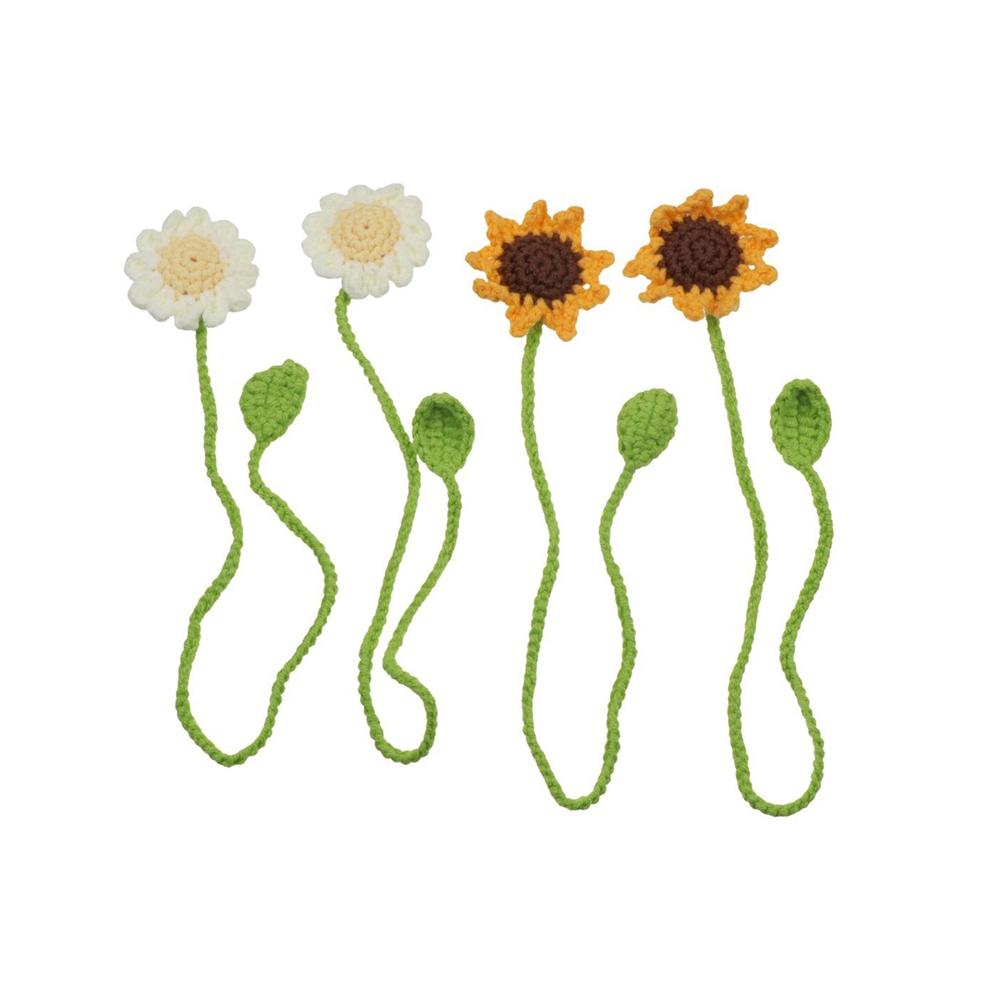 Unique Knitted Bookmark Daisy Flower Crochet Book Marker Creative Floral Pendants  Decors