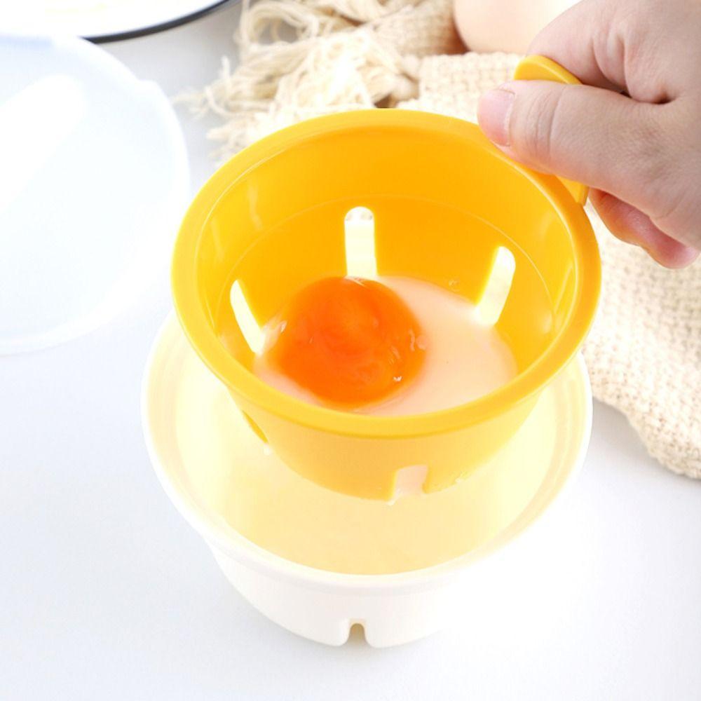 2 Piece 1/2 Cavity Kitchen Microwave Egg Cooker Heat-resistant Egg Poaching Cup Breakfast