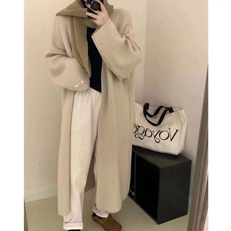 Осенне-зимний женский кардиган, свитер, повседневная модная трикотажная одежда с длинными рукавами, свитер до колена, куртка-кардиган