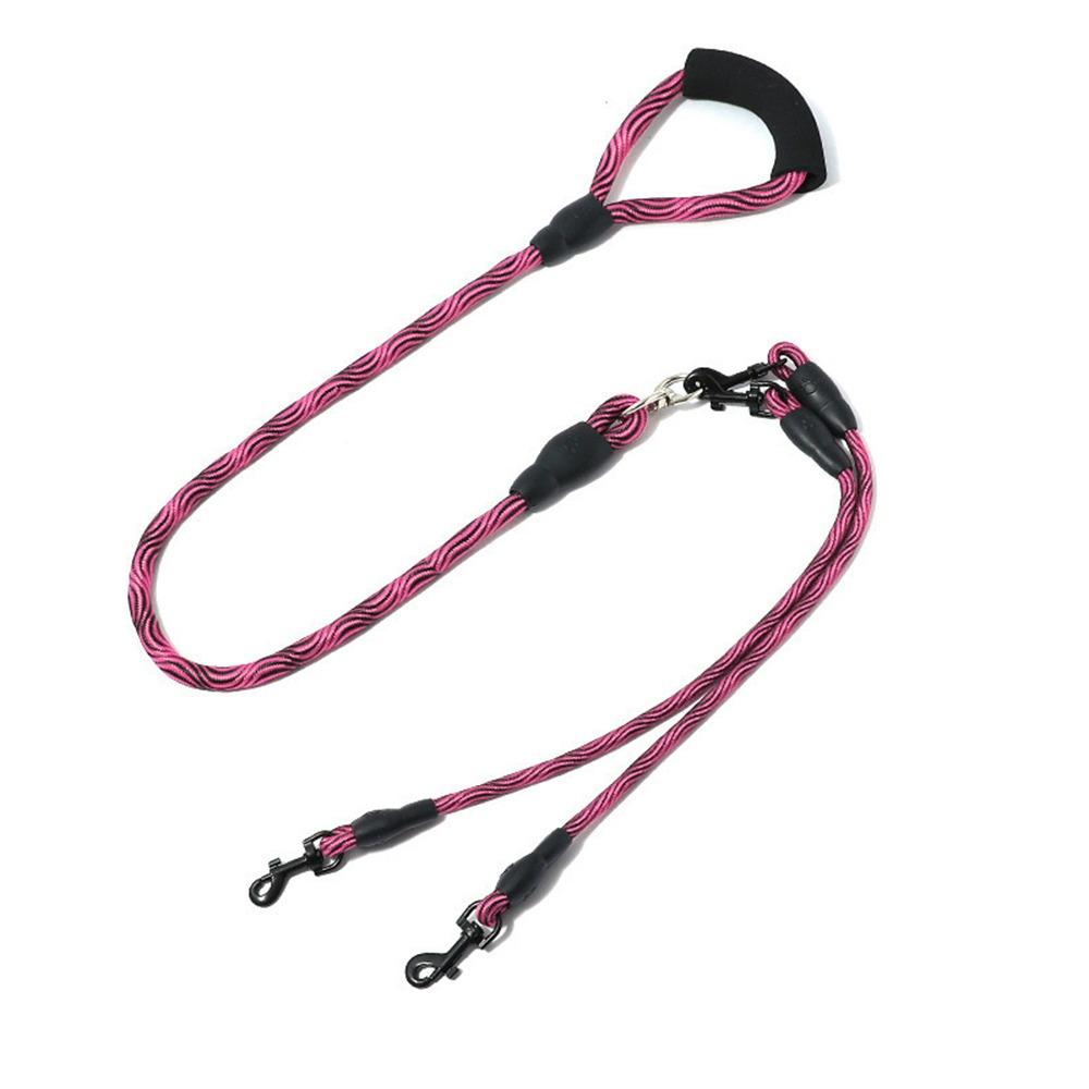 Wave Pattern Two Dog Lead Rope Anti-Winding Pet Walking Rope Anti-Tangle Dual Dog Leash Small Dogs