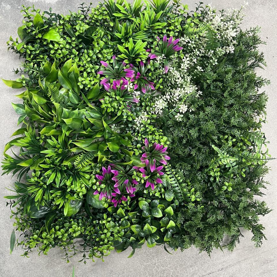 50×50cm Artificial Green Plant Wall - Plastic Vertical Garden, Fake Flower Wall, Synthetic Turf Background