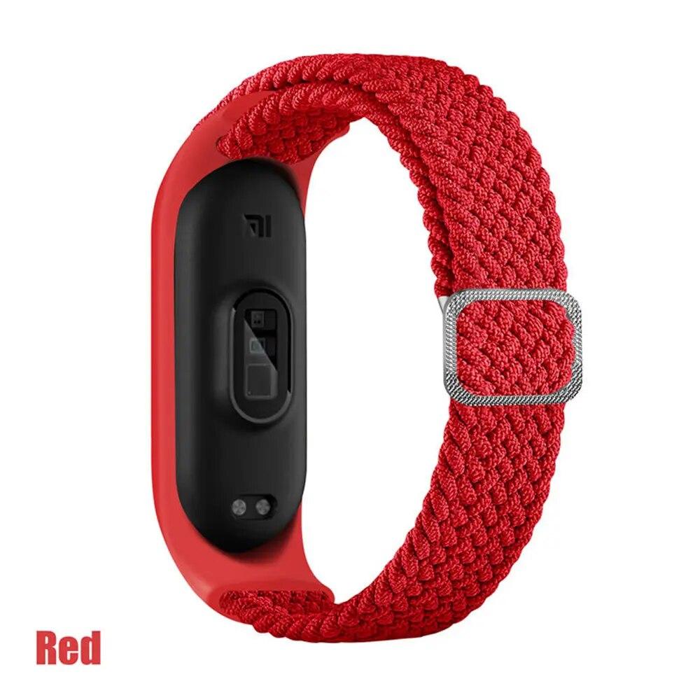 Тканый нейлоновый ремешок для Mi Band 8 7 6 Эластичный регулируемый нейлоновый браслет для Xiaomi Mi Band 4 3 5 6 7