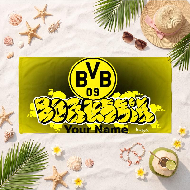 Bvb (5) Custom Name Beach Towel Soft Towel Gift for Beach Pool Swimming Vacation