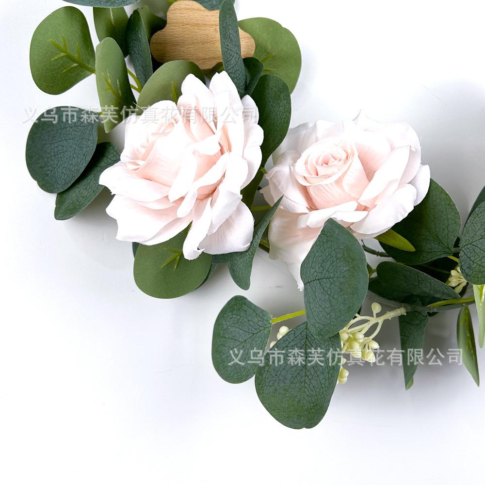 Simulated Green Plant Eucalyptus Rose Berry Rattan Wedding Home Table Rattan Wall Hanging Decoration
