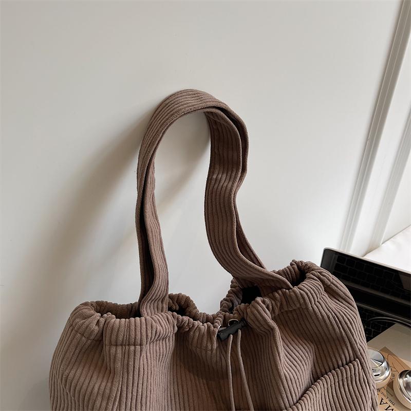Corduroy Bag Women's Large Capacity Shoulder Shopping Bag Commuter Tote Bag