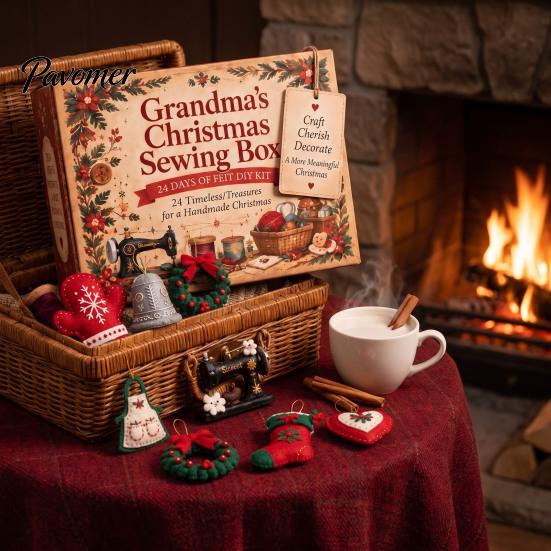 Ручная работа, войлочные украшения на Рождество, 24 дня, швейный набор, Адвент-календарь, коробка для обратного отсчета, праздничный, с вырезанными заготовками для поделок, DIY, украшение для елки, дом